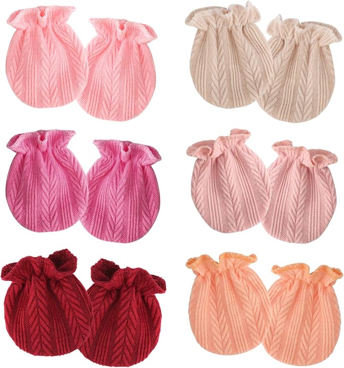 AQOKKA Newborn Baby Mittens No Scratch Cotton Elastic Wrist Gloves Infant by AQOKKA