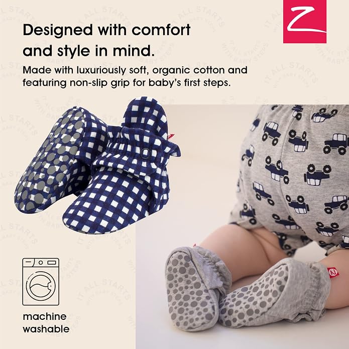 Zutano Unisex Organic Cotton Baby Booties, Stay-On and Non-Slip, Newborn to - Image 2