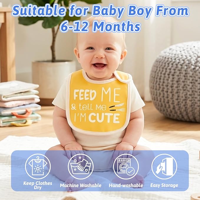 7Pcs Cotton Waterproof Baby Bibs Hook Loop Closure Newborn Bib Keepsake Baby - Image 5