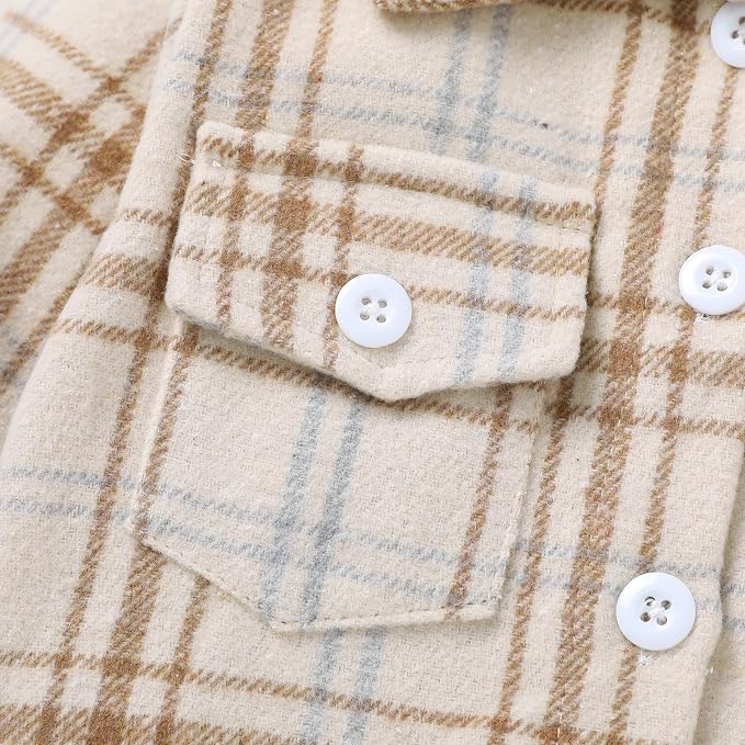 YOUNGER STAR Toddler Kids Boys Girls Flannel Hooded Plaid Shirt Button Baby Red - Image 4