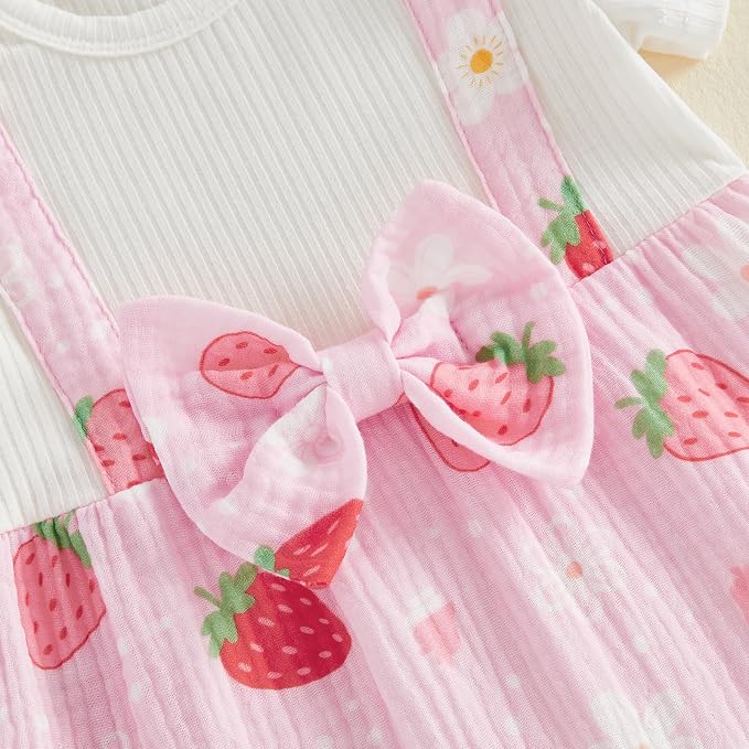 YINGISFITM Newborn Baby Girl Summer Clothes Short Sleeve Bubble Romper Bow - Image 8