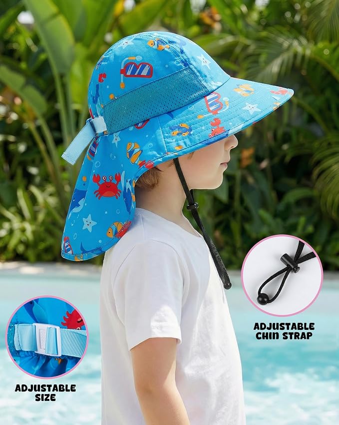 Toddler Baby Sun Hat Kids Summer Beach Essentials Adjustable Beach Hats - Image 2