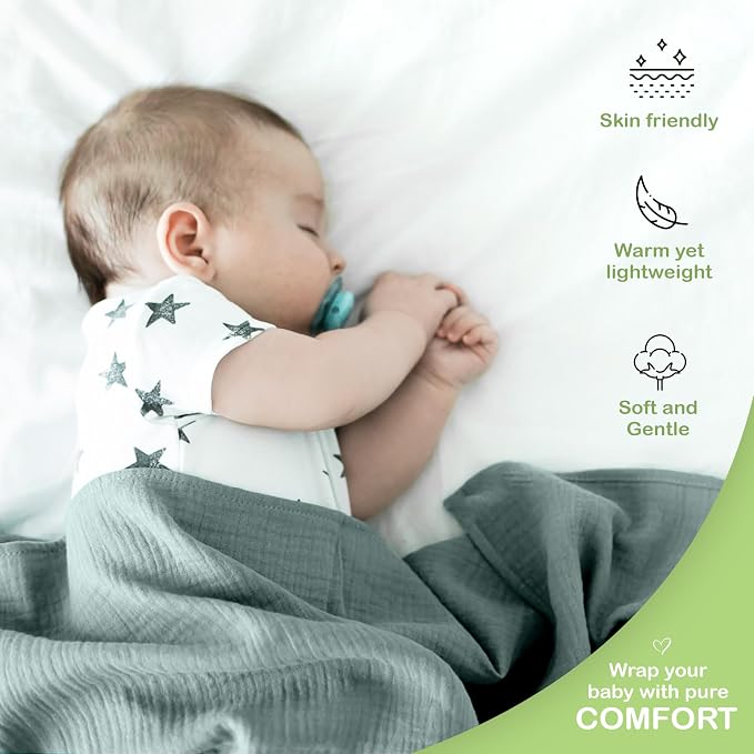 100% Organic Cotton 2 PK Soft Muslin Swaddle Blanket Unisex 47x47 | Oeko-TEX - Image 6