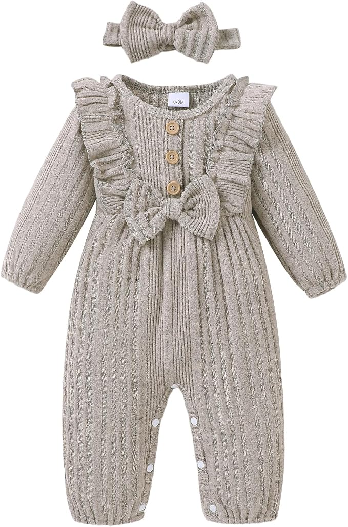 Mioglrie Newborn Baby Girl Clothes 1 Piece Infant Fall Winter Romper Outfit | by Mioglrie