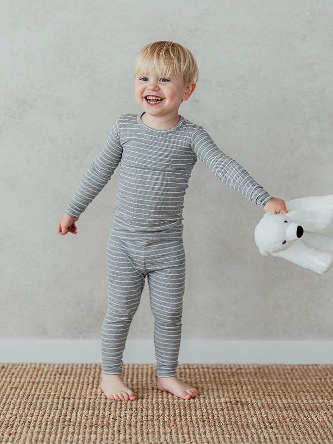 AVAUMA Stripe Pattern Baby Boys Girls Pajama Set Kids Toddler Snug fit Ribbed - Image 2