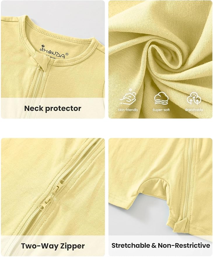 Jimonda Baby Romper Short Sleeve 2-Way Zipper Pajamas Cotton | 2-Pack, One Piece - Image 5