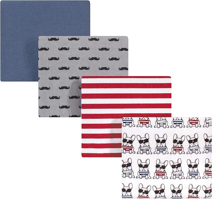 Hudson Baby Unisex Baby Cotton Flannel Receiving Blankets, French Dog, One Size by HudsonBaby
