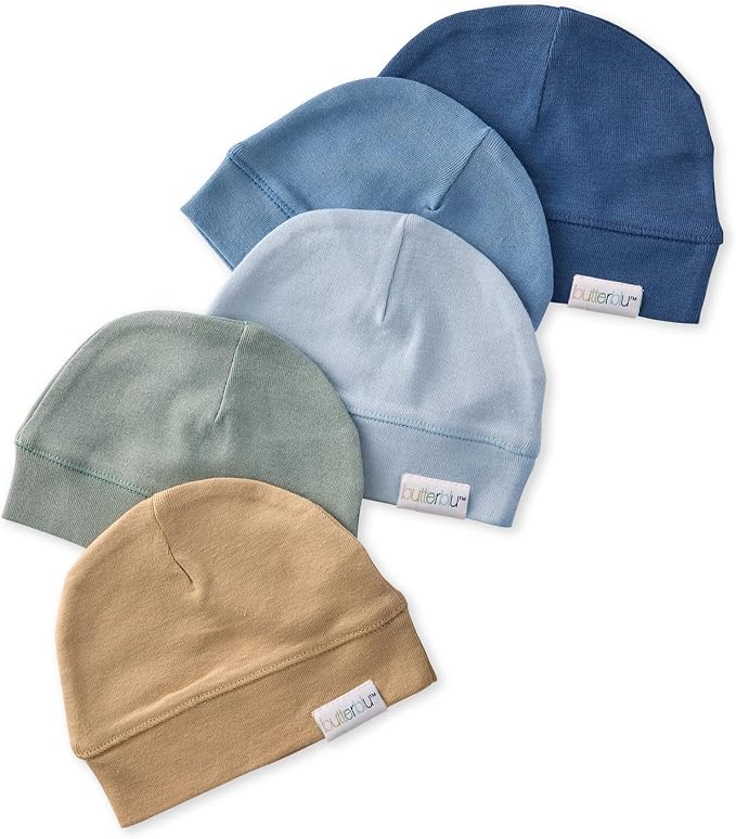 Charlie 5-Pack Caps 100% Organic Cotton Beanie Hats | GOTS certified Organic by Butterblu