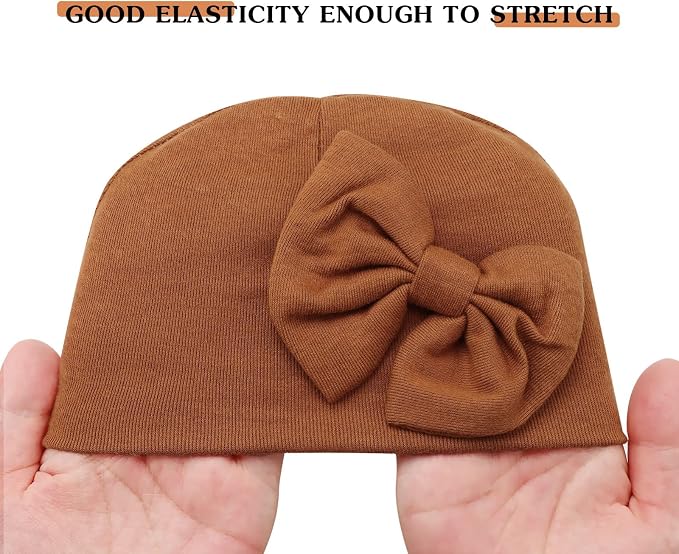 BQUBO Newborn Girls Hats Baby Hat and Mittens Set Infant Caps Bow Hospital - Image 7