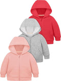Cooraby 3 Pieces Baby and Toddler Girls Fleece Full-Zip Hoodies Lightweight by Cooraby