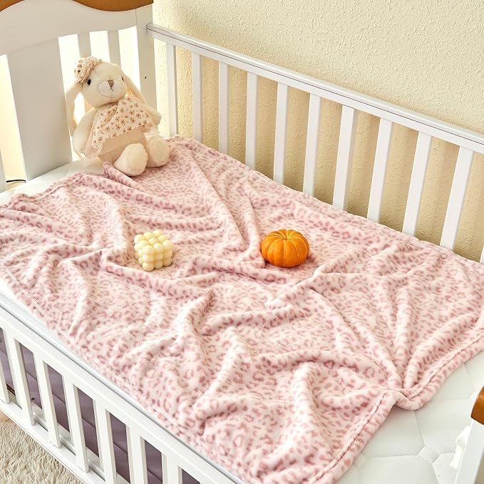 Yurhap Leopard Print Baby Blanket Fleece Baby Blankets - Image 2