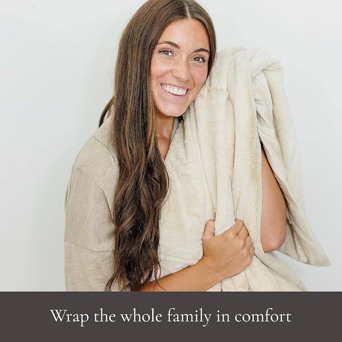 Saranoni Lush Adult Blanket Plush Cozy Soft Ivory XL 60x80 | Oversized luxury - Image 8