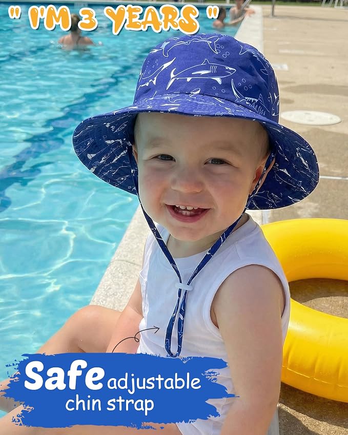 Baby Sun Hat Kids Summer Sun Protection Toddler Bucket Hat Wide Brim Adjustable - Image 4
