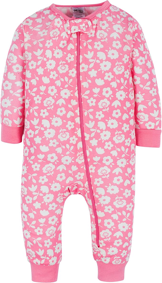Onesies Brand Baby Girls 3-Pack Snug Fit One Piece Cotton Pajamas - Image 5
