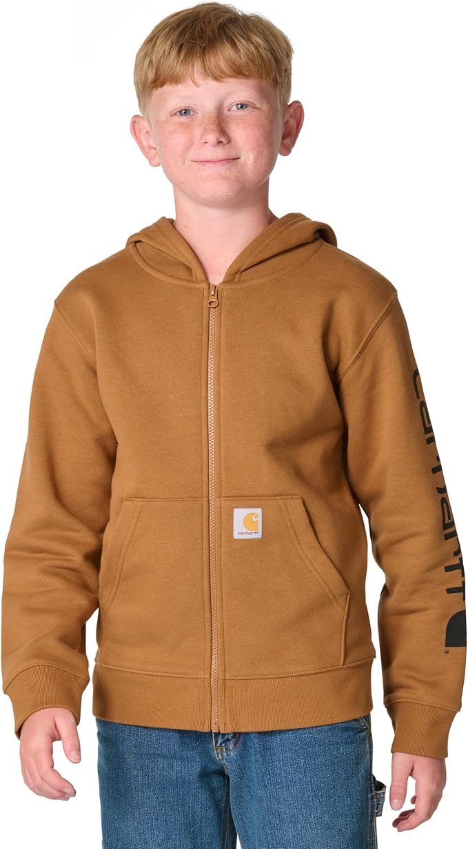 Carhartt Kid's CP8675 Long-Sleeve Full-Zip Logo Sweatshirt - Image 2