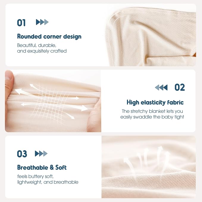 2 Pack Newborn Swaddle Blanket, Ultra Soft Stretchy Jersey Knit Extra Large - Image 5
