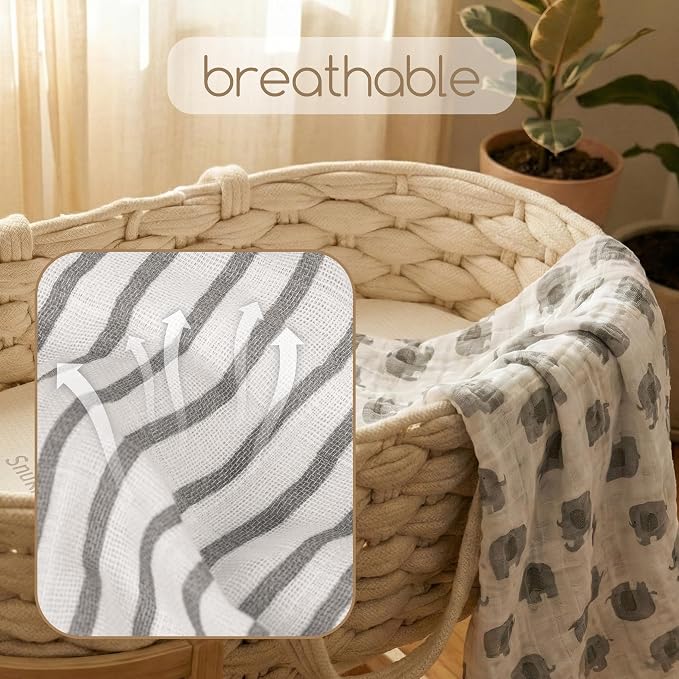 Muslin Swaddle Blankets for Newborn, Cotton Receiving Blanket | 4 Pack 100% - Image 5