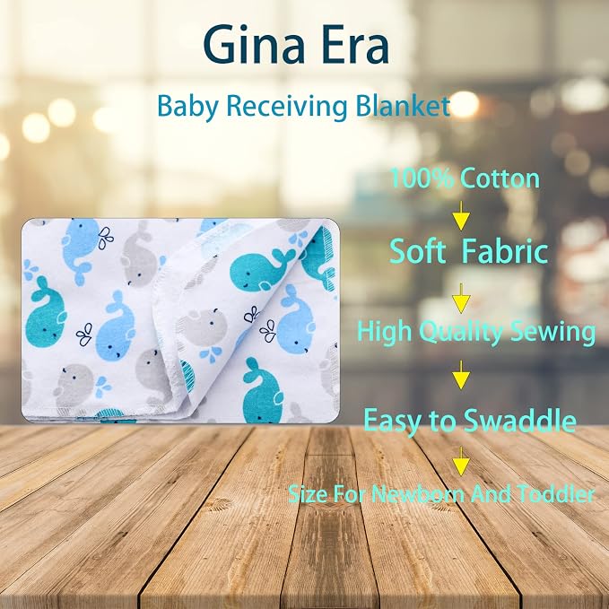 Gina Era Flannel Receiving Blankets, Baby Swaddle Blankets 100% Cotton 4 Pcs - Image 2
