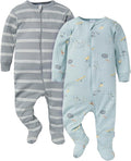 Gerber baby-girls Baby Unisex 2-pack 2-way Zip Textured Sleep 'N Play by Gerber