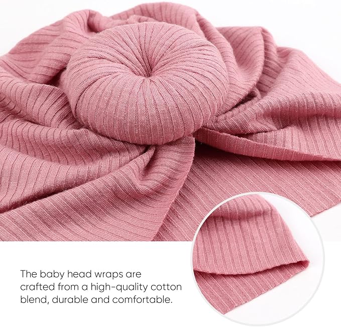 DRESHOW BQUBO 5 Pieces Newborn Baby Turban Hats Bow Baby Infant Beanie - Image 6
