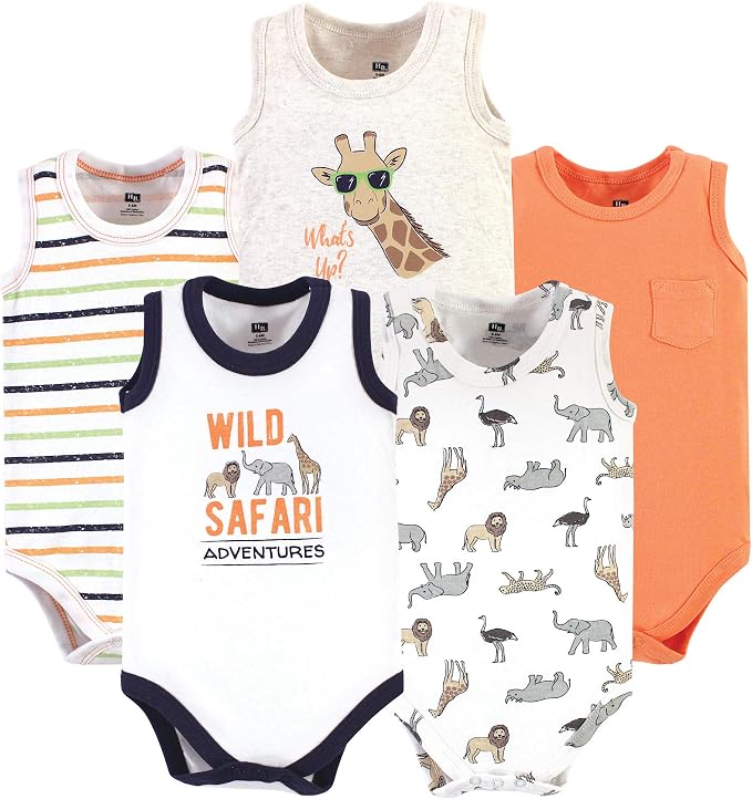 Hudson Baby Unisex Baby Cotton Sleeveless Bodysuits - Image 2
