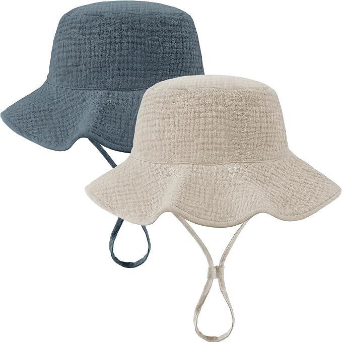 Muslin Baby Sun Hat Sun Protection Baby Toddler Bucket Hats by HONGTEYA