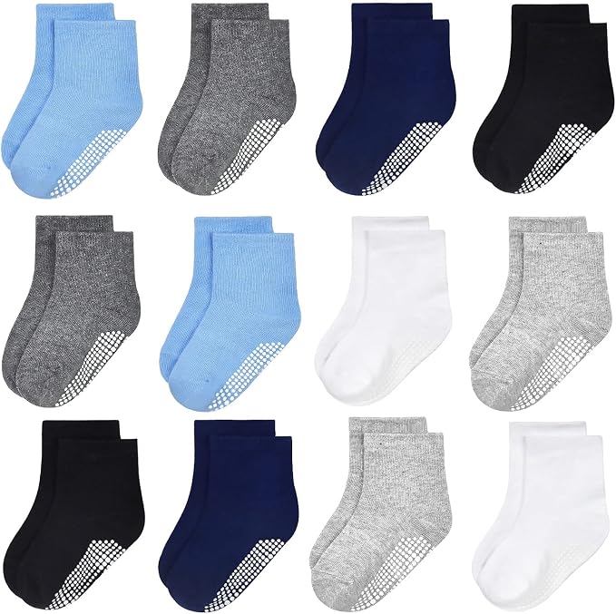 GRPSKCOS Baby Socks Non Slip 12 Pairs Toddler Anti Skid Socks by GRPSKCOS