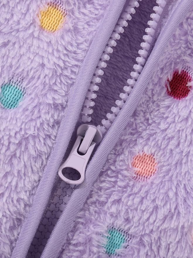 Toddler Baby Girl Fleece Jackets Fall Clothes Hooded Zip Fuzzy Coats - Image 7