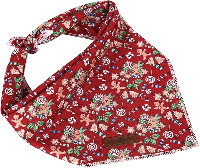 lionet paws Christmas Dog Bandana, Christmas Gingerbread Man Fabric Dogs - Image 5
