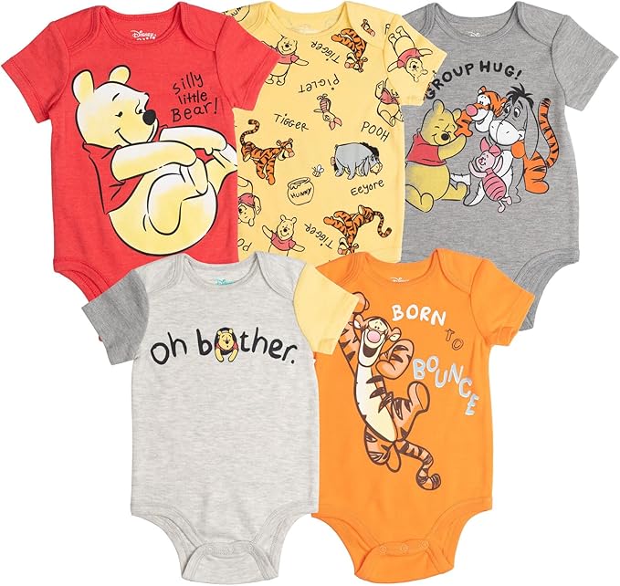 Disney Baby 5-Pack Short Sleeve Bodysuits Newborn to Infant by Disney