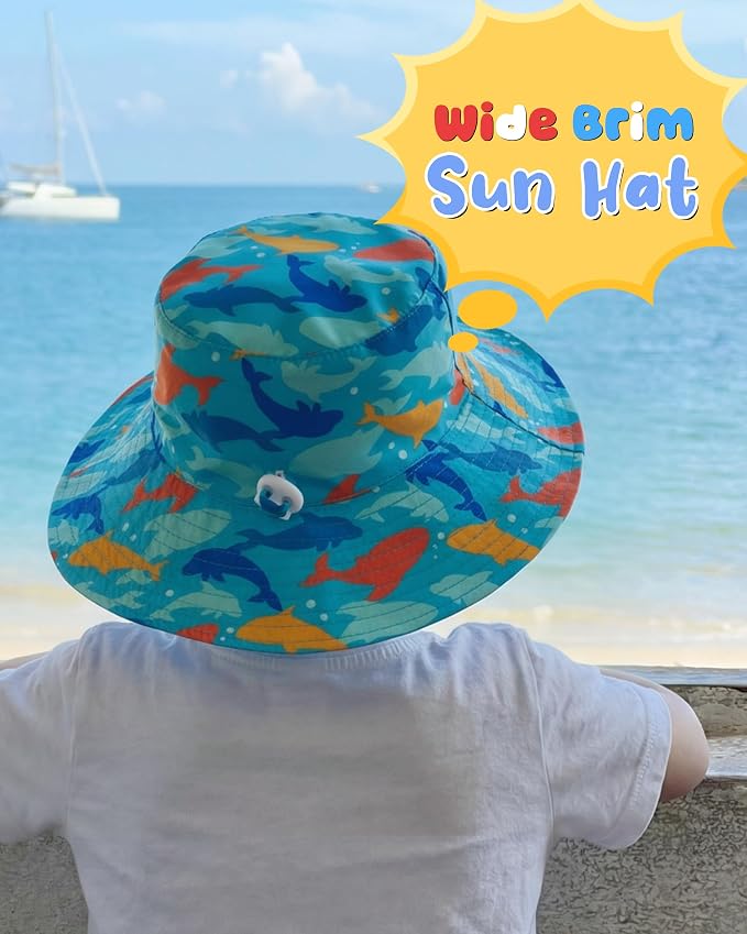 Baby Sun Hat Kids Summer Sun Protection Toddler Bucket Hat Wide Brim Adjustable - Image 7
