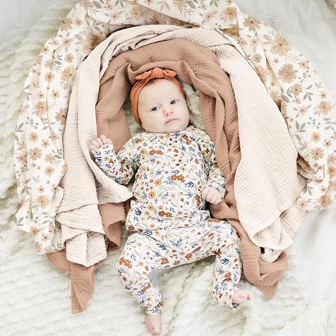 Konssy 3-Pack Muslin Baby Swaddle Blankets, 47 x 47 in Receiving Blankets | - Image 2