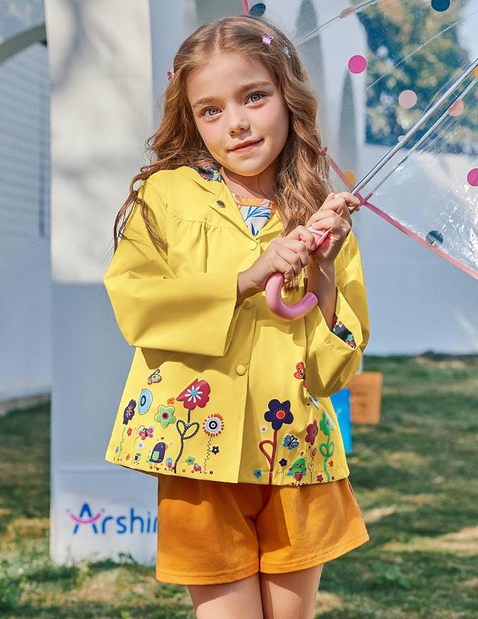 Arshiner Toddler Girls Waterproof Hooded Coat Jacket Outwear Raincoat - Image 2