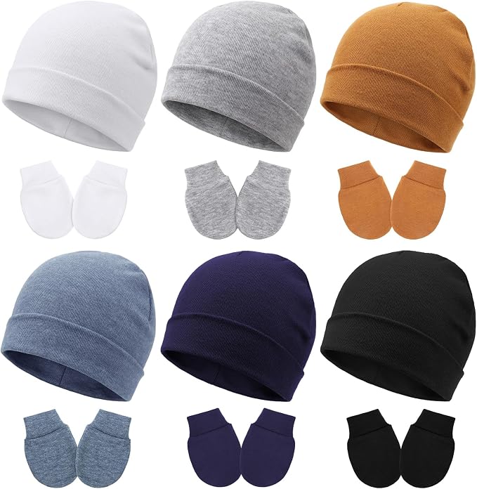 BQUBO Newborn Baby Hats Mittens Set Hospital Hat Beanie Infant Caps Baby Gloves by DRESHOW