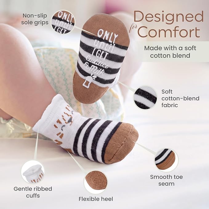 Organic Cotton Blend 8 Baby Socks 0–6M Non Slip Newborn Essentials | Oeko-Tex - Image 4