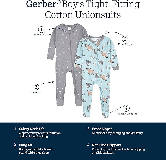 Gerber Baby Boys 4-Pack Footed Pajamas - Image 4