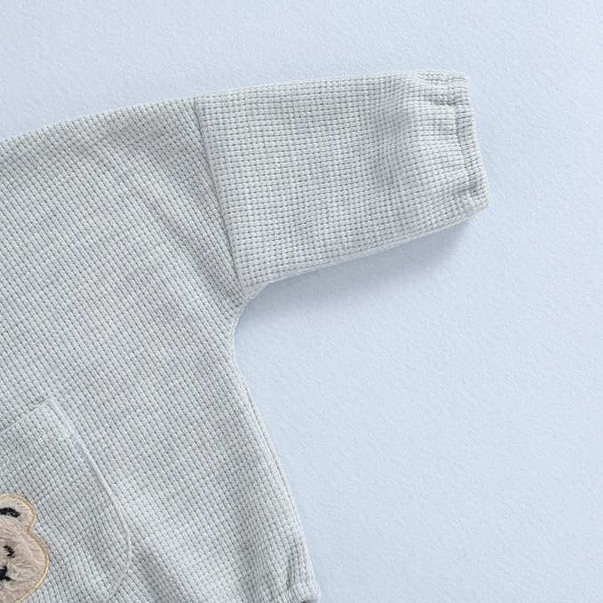 Douhoow Cute Baby Sweatshirt Romper Waffle Knit Baby Clothes Infant Girl Boy Fall Winter Outfits