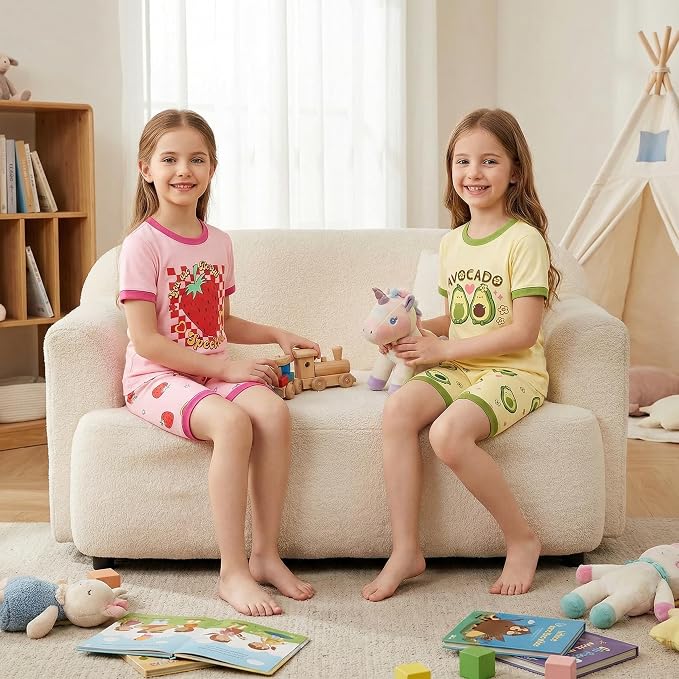 DAUGHTER QUEEN Girls Summer Pajamas Set 4 Pieces 100% Cotton Sleepwear Size 18 - Image 2