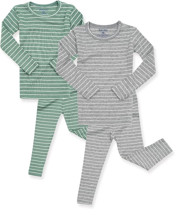 AVAUMA Stripe Pattern Baby Boys Girls Pajama Set Kids Toddler Snug fit Ribbed by AVAUMA