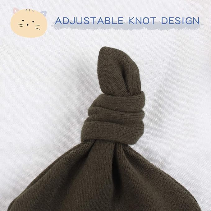 JANGANNSA Newborn Baby Hat Infant Baby Boys Beanie Top Knot Stretchy Hats for Girls 100% Organic Cotton