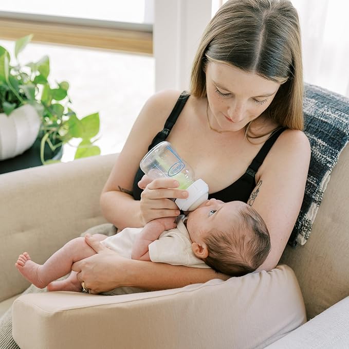 Dr. Brown's Feeding and Nursing Lap Support Pillow with Cover, Premium Memory Foam, Responsive Firm Support, Gentle Beige
