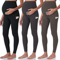 POSHDIVAH 3 Pack Women's Maternity Workout Leggings Over The Belly Pregnancy Yoga Pants with Pockets