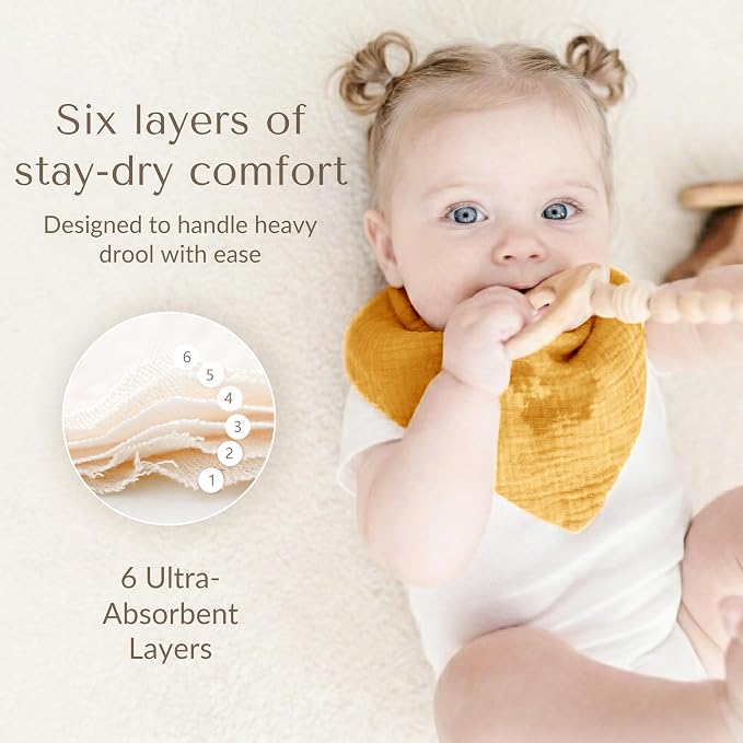 Konssy 10 Pack Baby Muslin Bandana Bibs - Image 5