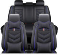 Leather Car Seat Covers Fit for LR Range Rover Evoque 2019-2025, 5 Seater Waterproof and Wear-Resistant Seat Cover Interior Accessories(Full Set with Pillow,Black&Blue)
