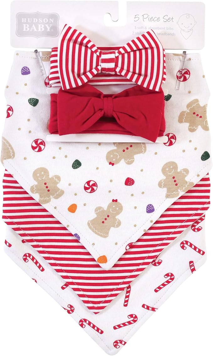 Hudson Baby Unisex Baby Cotton Bib and Headband Set - Image 2