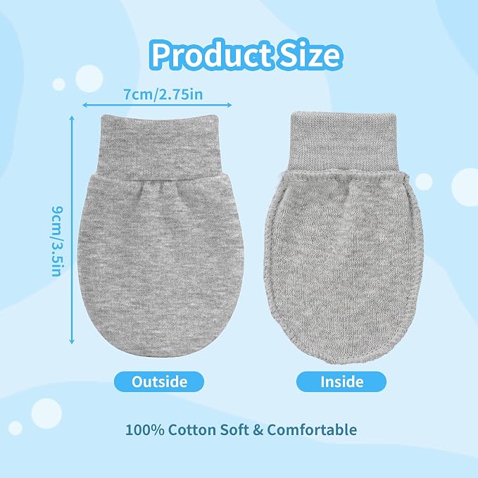 8 Pairs Newborn Baby Mittens No Scratch Infant Baby Cotton Gloves Newborn - Image 3