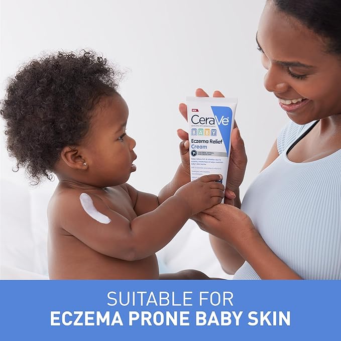 CeraVe Baby Eczema Relief Cream, 1% Colloidal Oatmeal Cream With Vitamin E & Ceramides, Soothes & Calms Itchy Skin, Developed With Pediatric Dermatologist, Fragrance Free, 5oz