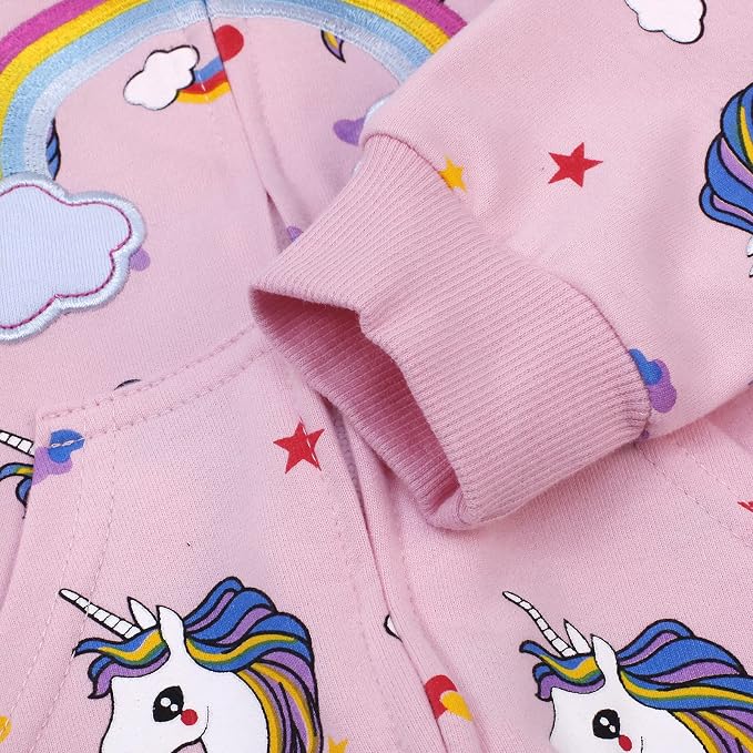 Baby Girl Zip-up Jacket Rainbow Unicorn Cotton Hoodie Sweatshirt Toddler Fall - Image 5