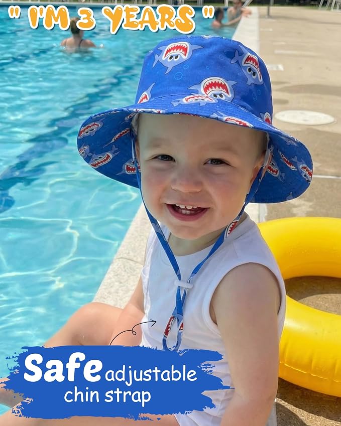 Baby Sun Hat Kids Summer Sun Protection Toddler Bucket Hat Wide Brim Adjustable - Image 2