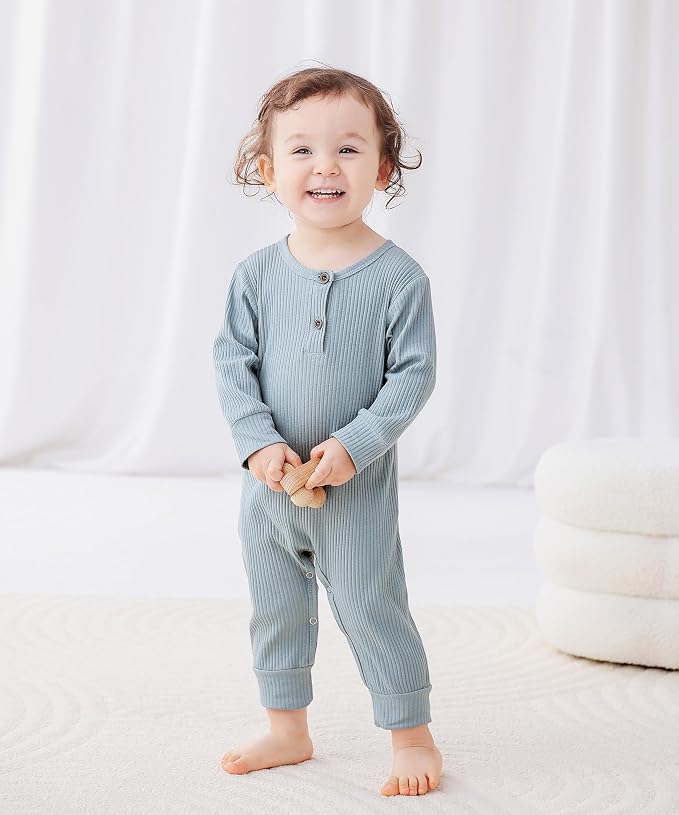 Bafeicao Baby Boy Girl 2/3 Pack Solid Romper Ribbed Short/Long Sleeve | - Image 3